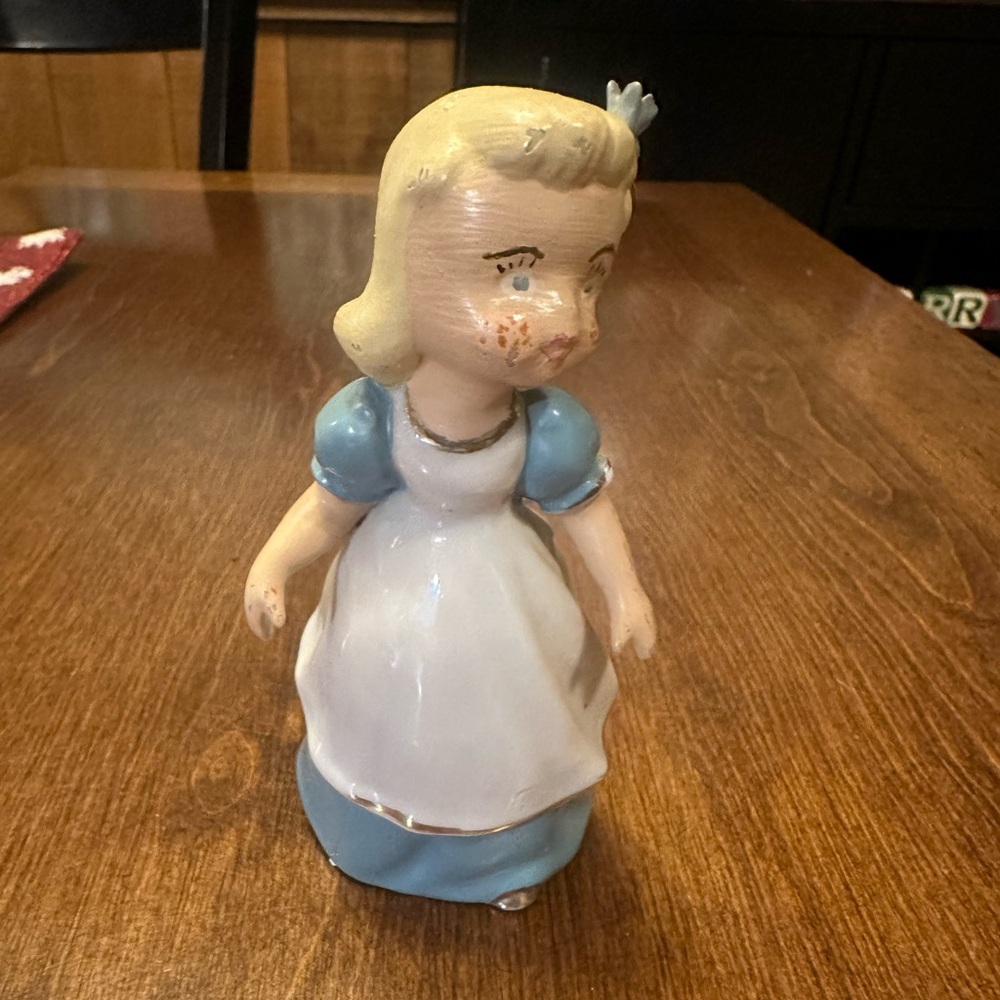 Vintage Alice In Wonderland Blond Blue Dress Girl Ceramic Figurine